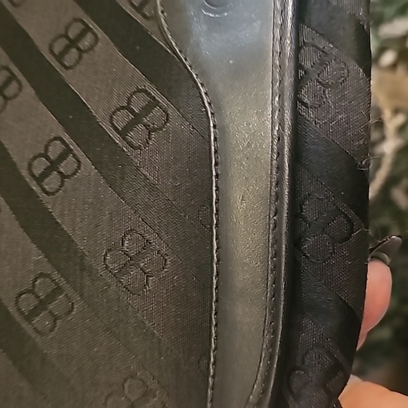 Balenciaga Leather Trim Black Canvas Bag w/ Chain Strap - Picture 2 of 9